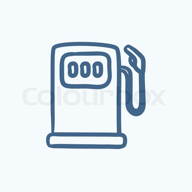800x800 Gas Station Vector Sketch Icon Isolated On Background. Hand Drawn - Gas Station Sketch