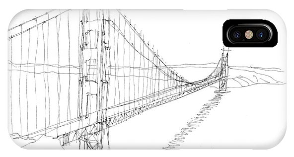 592x316 Golden Gate Sketch Iphone X Xs Case For Sale By Calvin Durham - Gate Sketch