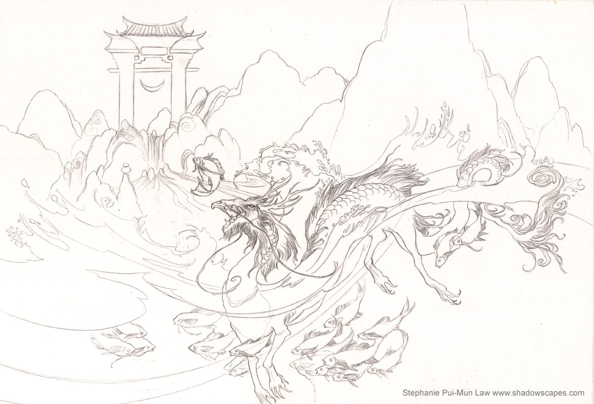 1200x816 Midnight Ramblings Climbing The Dragon Gate Sketch - Gate Sketch
