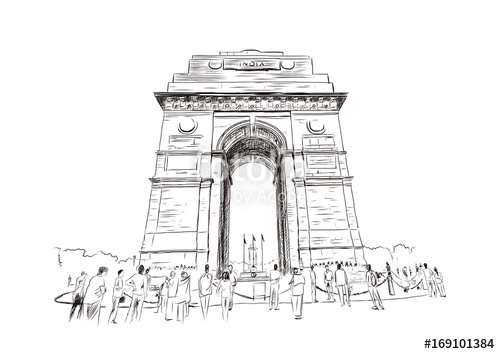 500x354 Sketch Of India Gate - Gate Sketch