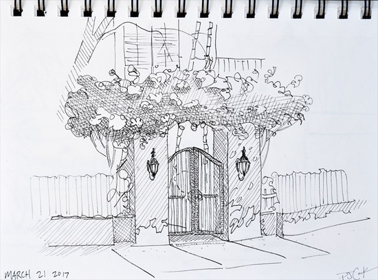 550x408 Using A Plein Air Sketch For A Pretty Gate Painting - Gate Sketch