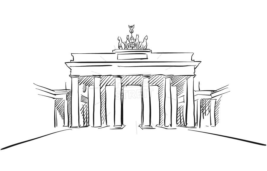 900x577 Berlin Brandenburger Gate Greeting Card Sketch Hebstreits - Gate Sketch