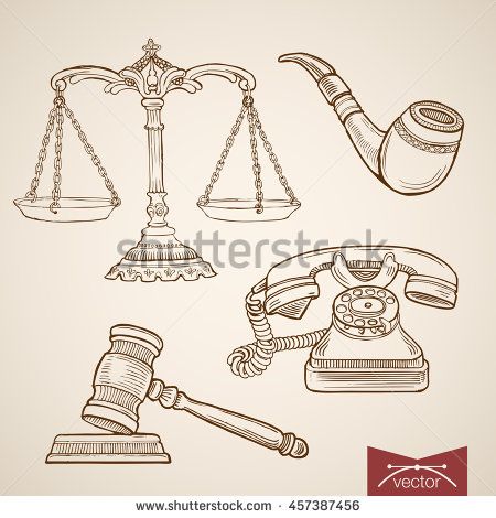 450x470 Engraving Vintage Hand Drawn Vector Law And Justice Collection - Gavel Sketch