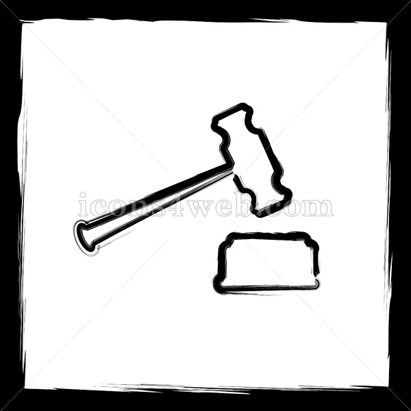 600x600 Judge Hammer Sketch Icon. - Gavel Sketch