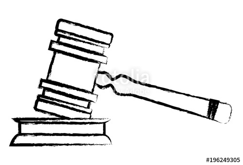 500x341 Sketch Of Law Hammer Icon Over White Background, Vector - Gavel Sketch