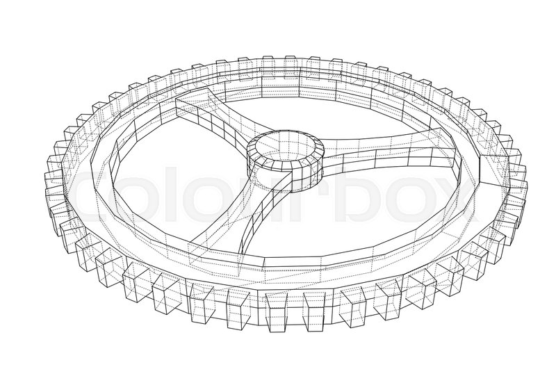 800x564 Gear Sketch. Vector Rendering Of 3d. Wire Frame Style Stock - Gear Sketch