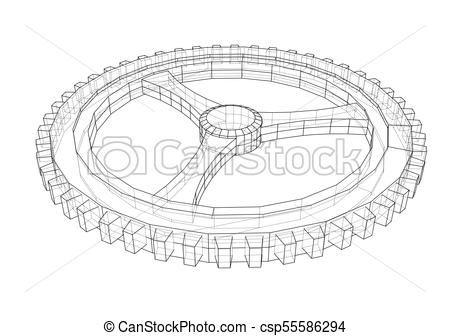 450x336 Gear Sketch. Vector Rendering Of 3d. Wire Frame Style. - Gear Sketch