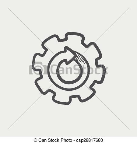 450x470 Gear Wheel With Arrow Sketch Icon For Web And Mobile. Hand Drawn - Gear Sketch