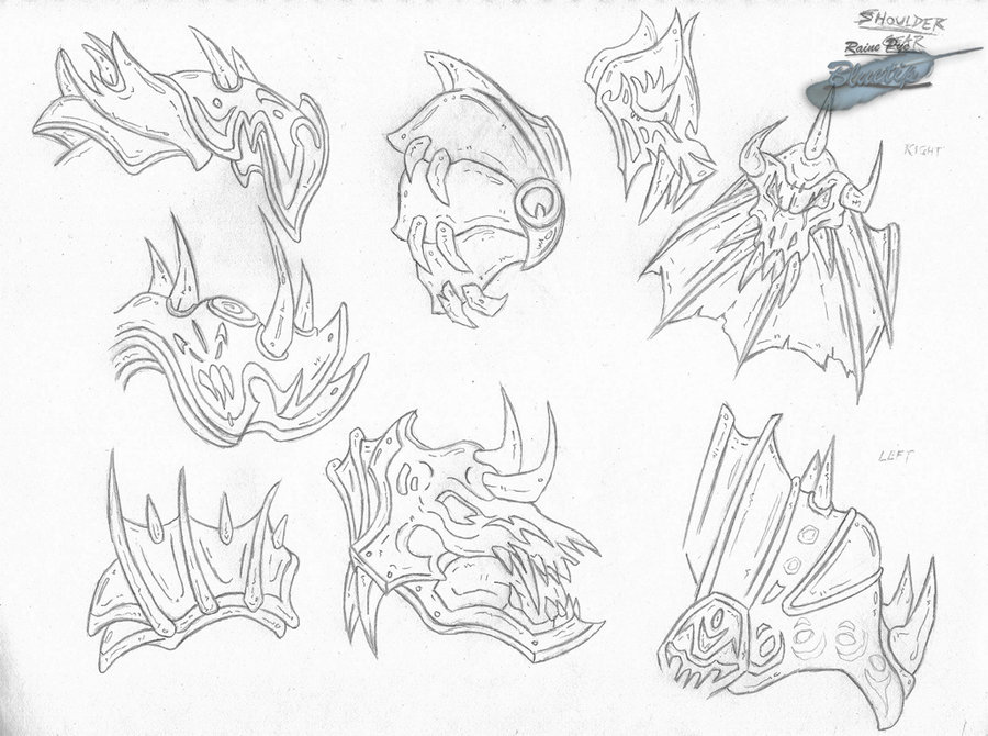 900x670 Shoulder Gear Sketch By The Bluetip - Gear Sketch