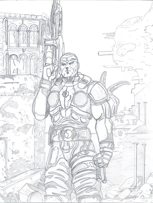 525x694 Gears Of War Sketch By Einsam - Gears Of War Sketches