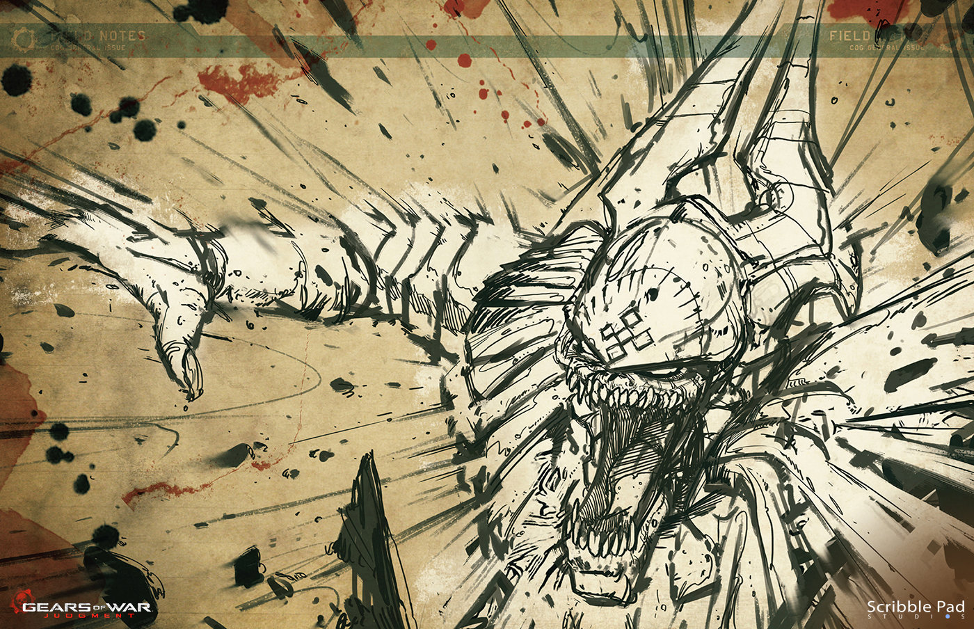 1400x904 Scribble Pad Studios - Gears Of War Sketches