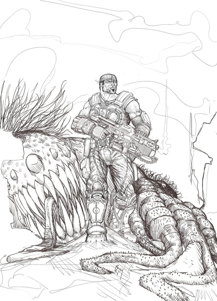 Gears Of War Sketches at PaintingValley.com | Explore collection of ...