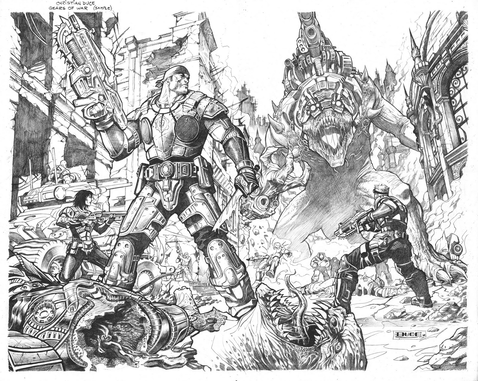 1600x1275 Art Of Christian Duce October 2010 - Gears Of War Sketches