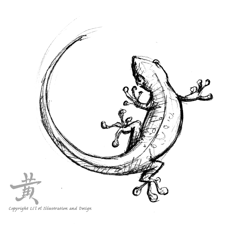 826x800 Gecko Study 2 By Lil El Art - Gecko Sketch