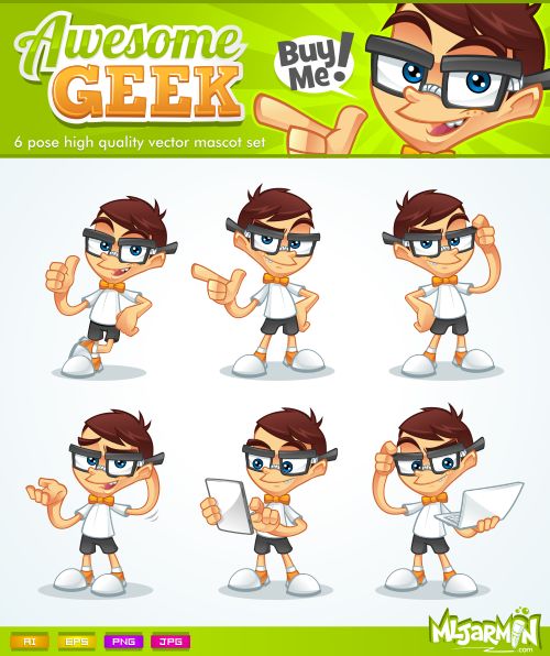 500x596 Geek Mascot - Geek Sketch
