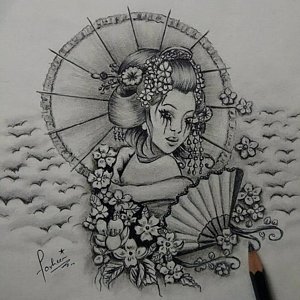 300x300 Geisha Girl Drawings Fine Art America - Geisha Girl Sketch