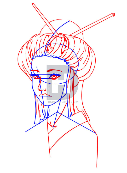 530x720 How To Draw A Geisha Girl, Step By Step, Drawing Guide, By - Geisha Girl Sketch