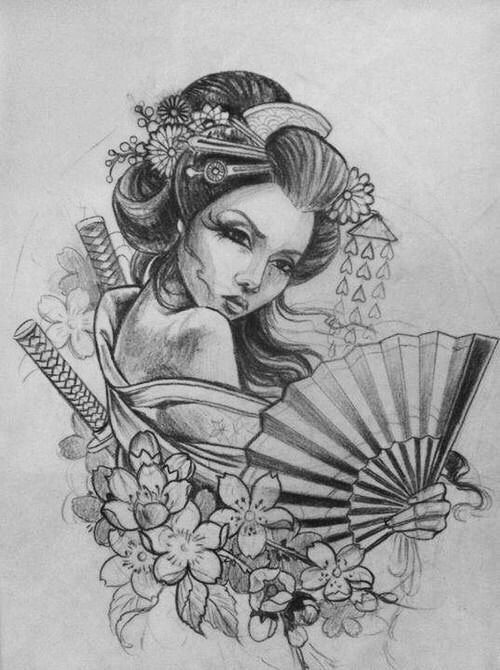 Geisha Girl Sketch at PaintingValley.com | Explore collection of Geisha ...