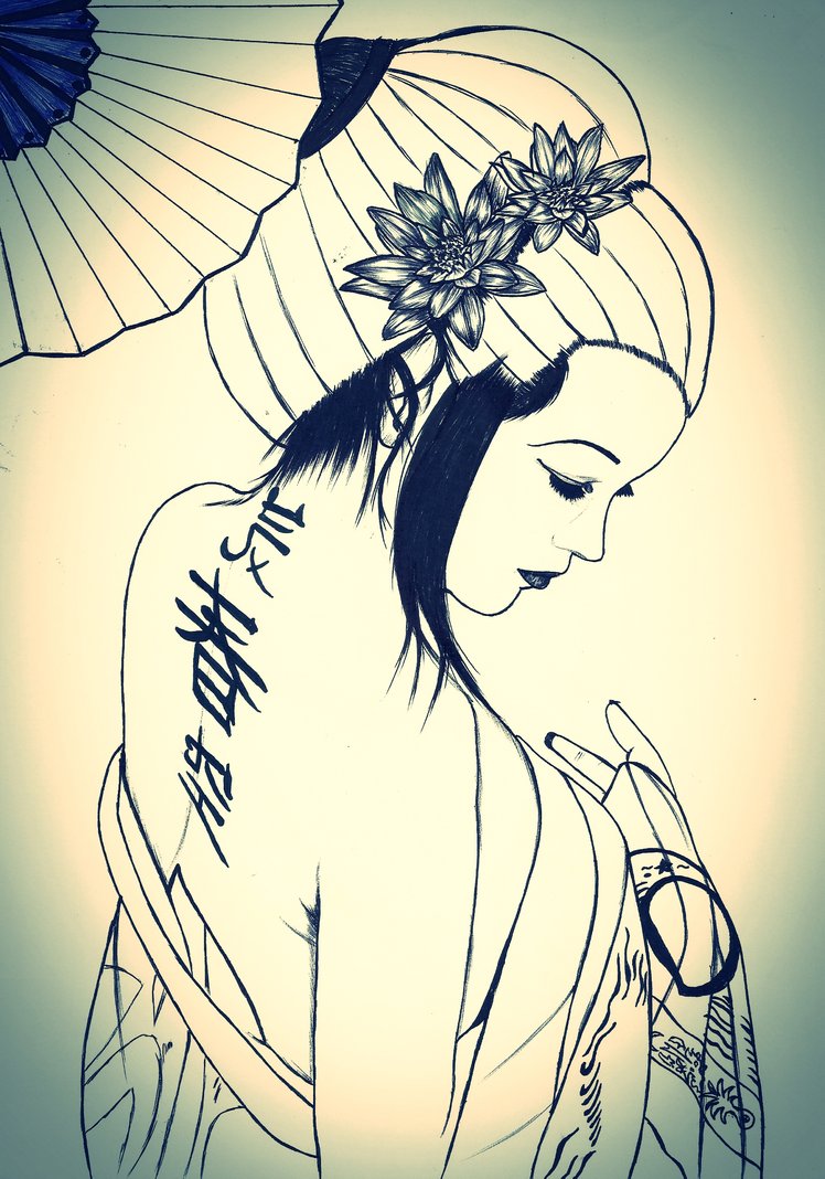 748x1068 Geisha Sketch By Carldraw - Geisha Sketch