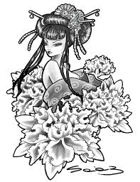 197x256 New School Geisha Tattoo Sketches - Geisha Tattoo Sketch