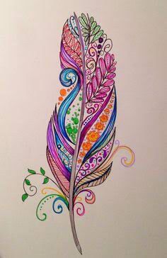 236x364 Gel Pens And Pencils Drawing Tattoos, Feather - Gel Pen Sketches
