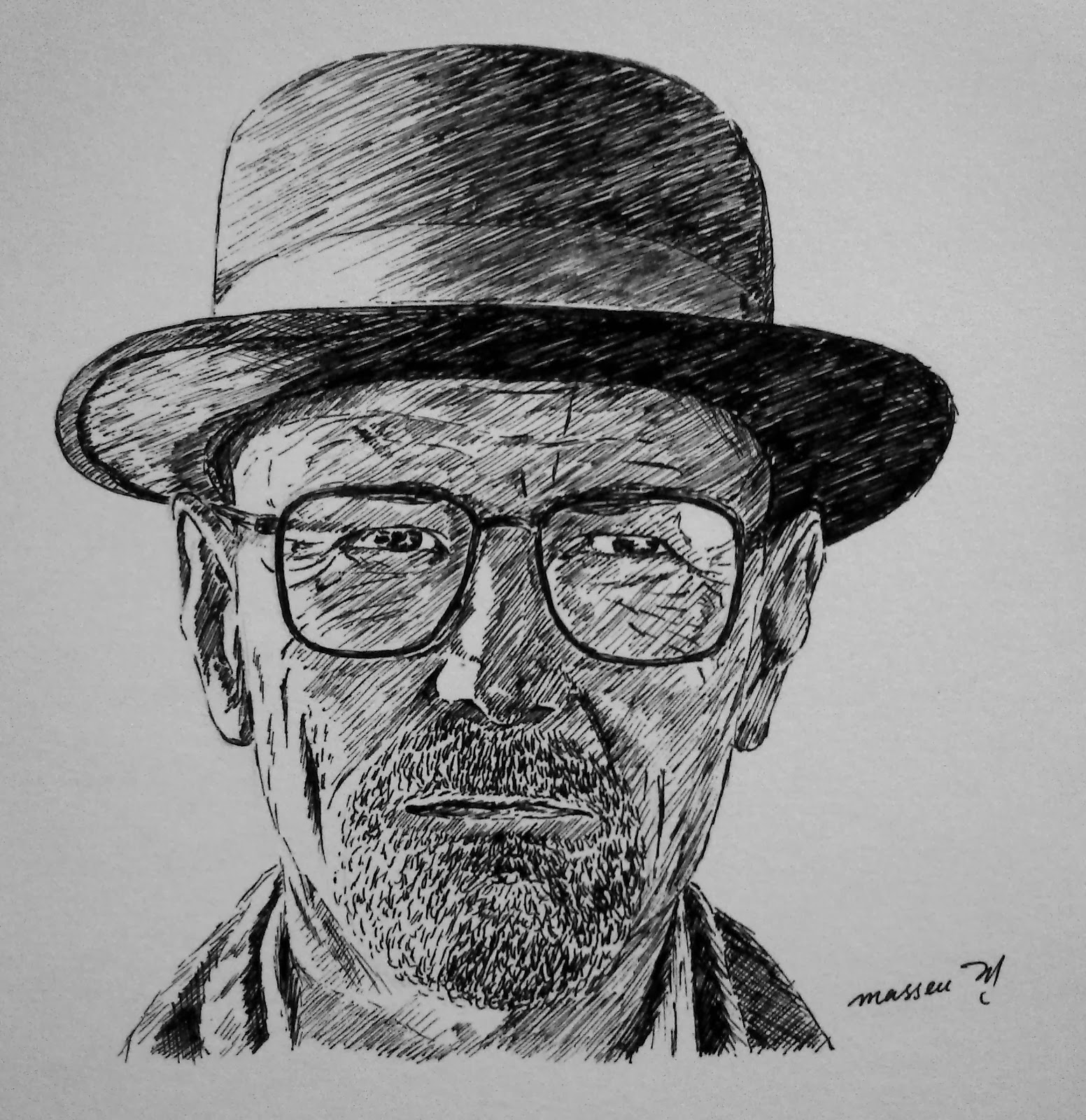 1552x1600 Masseu Learns To Sketch Breaking Bad Walter White Sketch - Gel Pen Sketches
