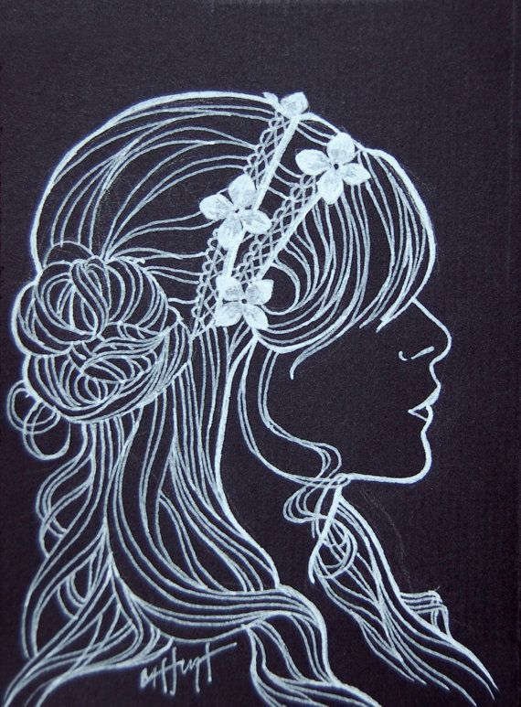 570x773 Mini Original Drawing White Gel Pen On Black By Michellelynneart - Gel Pen Sketches
