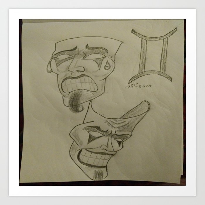 700x700 Gemini Masks Sketch Art Print By Deadpool1389 Society6 - Gemini Sketch