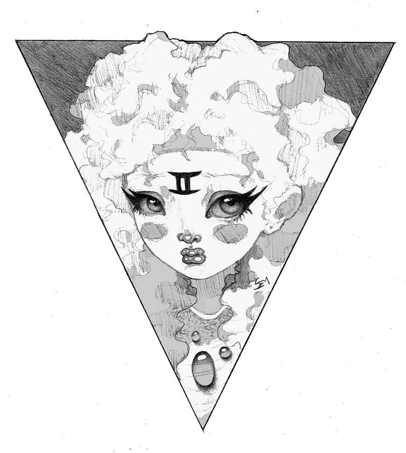 805x900 Sembabyface Gemini Drawing By Sarah Mills - Gemini Sketch