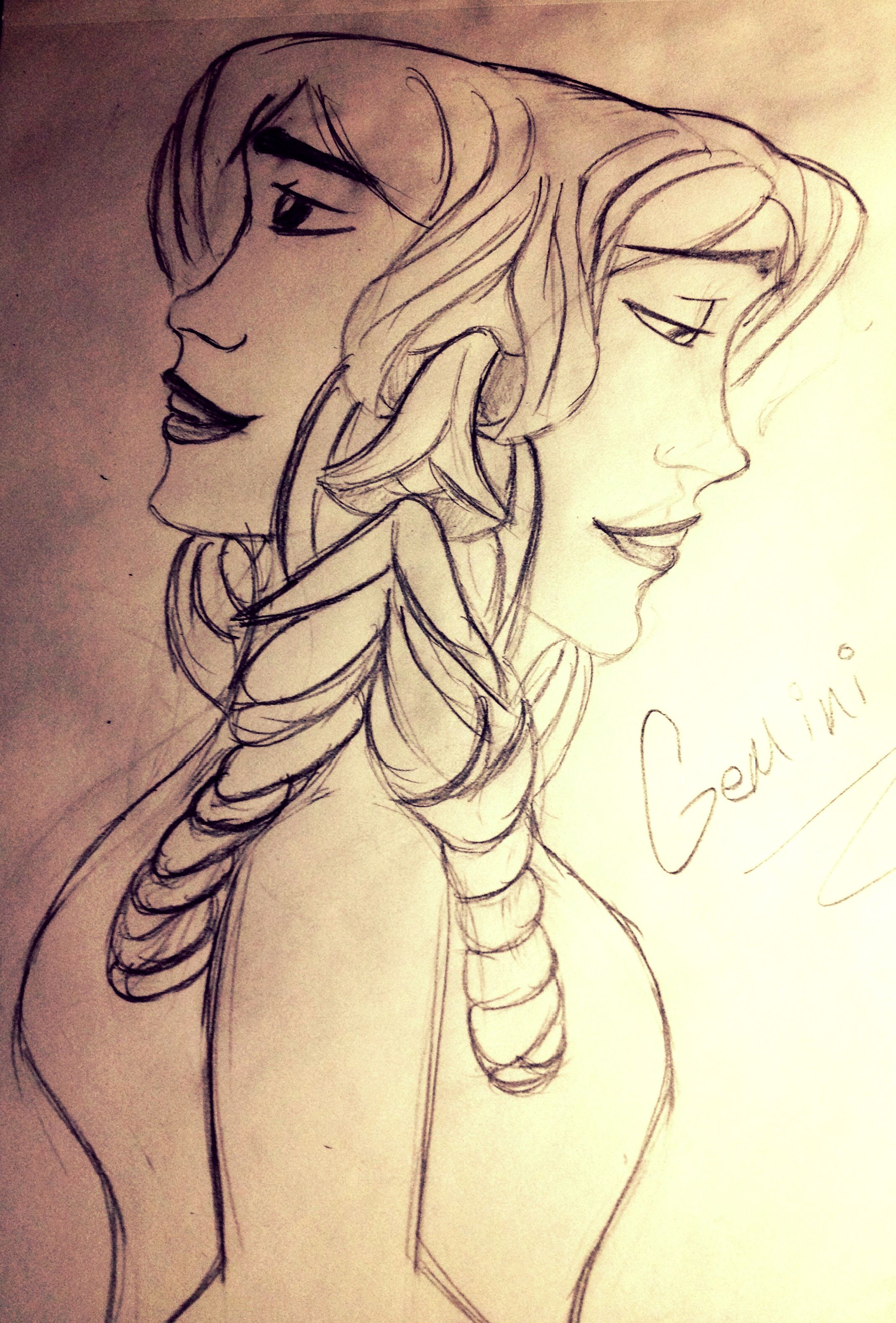 2142x3162 Zodiac Sign Gemini Sketch Cartoon My Sketches - Gemini Sketch