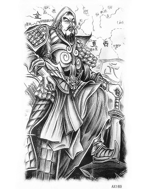 500x640 Jenghiz Khan Portrait Temporary Tattoo Like God Men Tattoo Paper - Genghis Khan Sketch