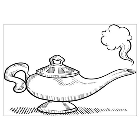 460x460 Genie Lamp Sketch Canvas Art - Genie Lamp Sketch