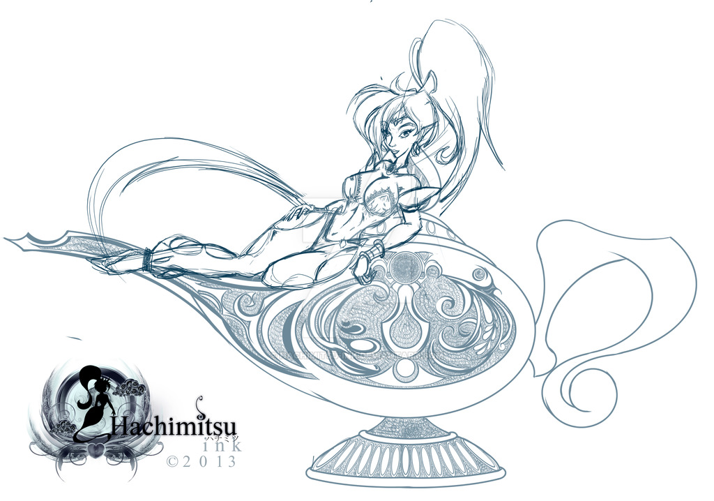 1024x718 Shantae And The Magic Lamp By Hachimitsu Ink - Genie Lamp Sketch