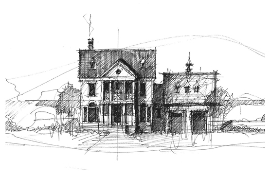 557x364 Palladian House Quick Sketch By Charles Jos Biviano Strokes Of - Genius Sketch