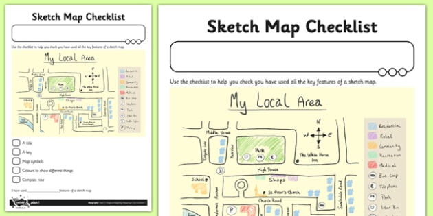 630x315 Sketch Map Checklist Worksheet Activity Sheet - Geographical Sketch