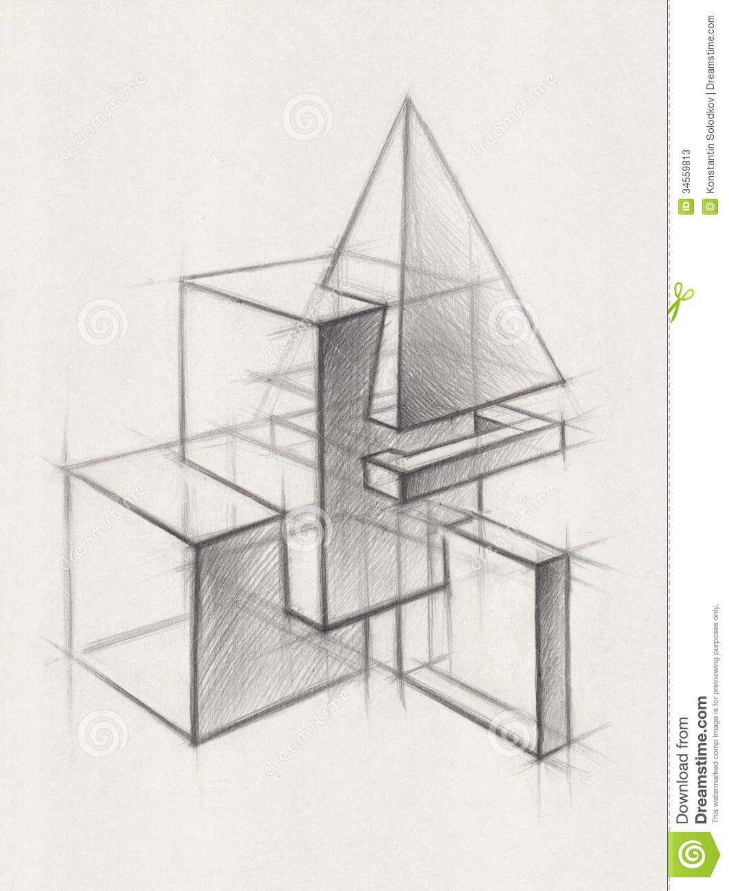 1065x1300 Photo About Illustration Of Geometric Shapes. It Is A Pencil - Geometric Shapes Sketch