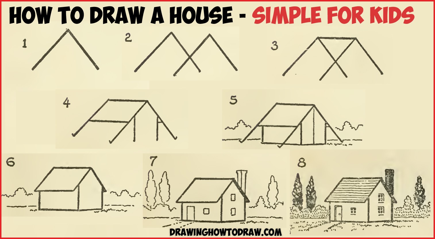 1514x832 Simple House Drawing 135208 How To Draw A Simple House With - Geometric Shapes Sketch