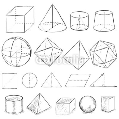 400x400 Vector Set Of Dirty Sketch Geometric Shapes Wall Mural Jan - Geometric Shapes Sketch