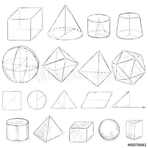 500x500 Vector Set Of Dirty Sketch Geometric Shapes - Geometric Shapes Sketch