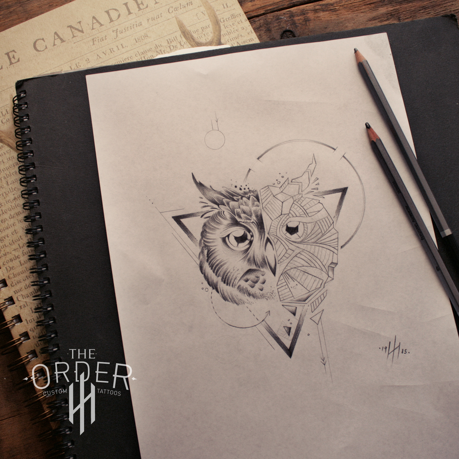 1561x1561 Geometric Owl Sketch The Order - Geometric Sketches