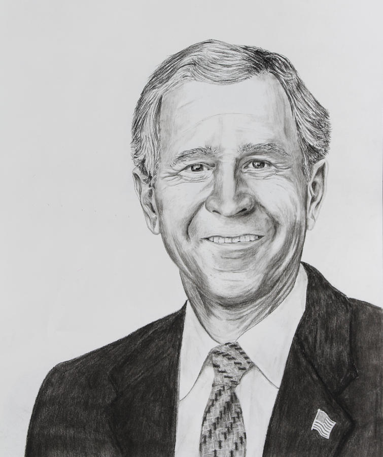 755x900 George W. Bush Drawing By Daniel Young - George Bush Sketch