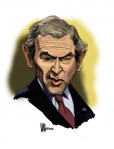 383x500 George W. Bush Portrait By Halltoons Politics Cartoon Toonpool - George Bush Sketch