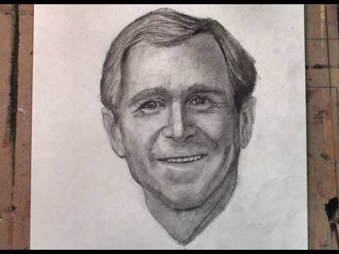 480x360 How To Draw George W. Bush Step By Step - George Bush Sketch