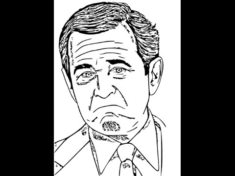 480x360 How To Draw George Bush Face Sketch Drawing Step By Step - George Bush Sketch