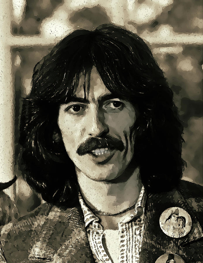 693x900 Pen And Ink Sketch George Harrison Painting By Elaine Plesser - George Harrison Sketch