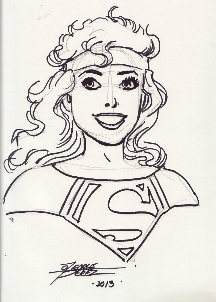 733x1024 Supergirl Comic Box Commentary Boston Comic Con 2013 Commission - George Perez Sketch
