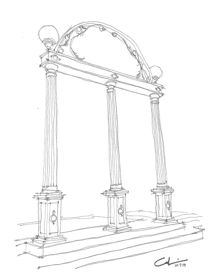 683x900 Georgia Arch Drawing By Calvin Durham - Georgia Sketch
