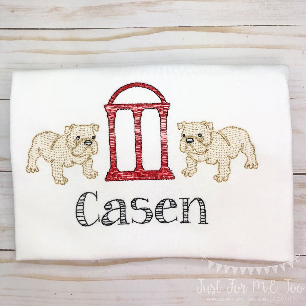 1024x1024 Personalized Georgia Football 3 In A Row Sketch Stitch Shirt, 3 In - Georgia Sketch