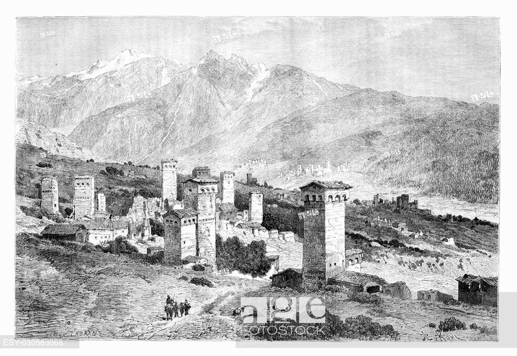 1016x700 Towers Of Svaneti In Svaneti, Georgia, Drawing By Laurens Based On - Georgia Sketch
