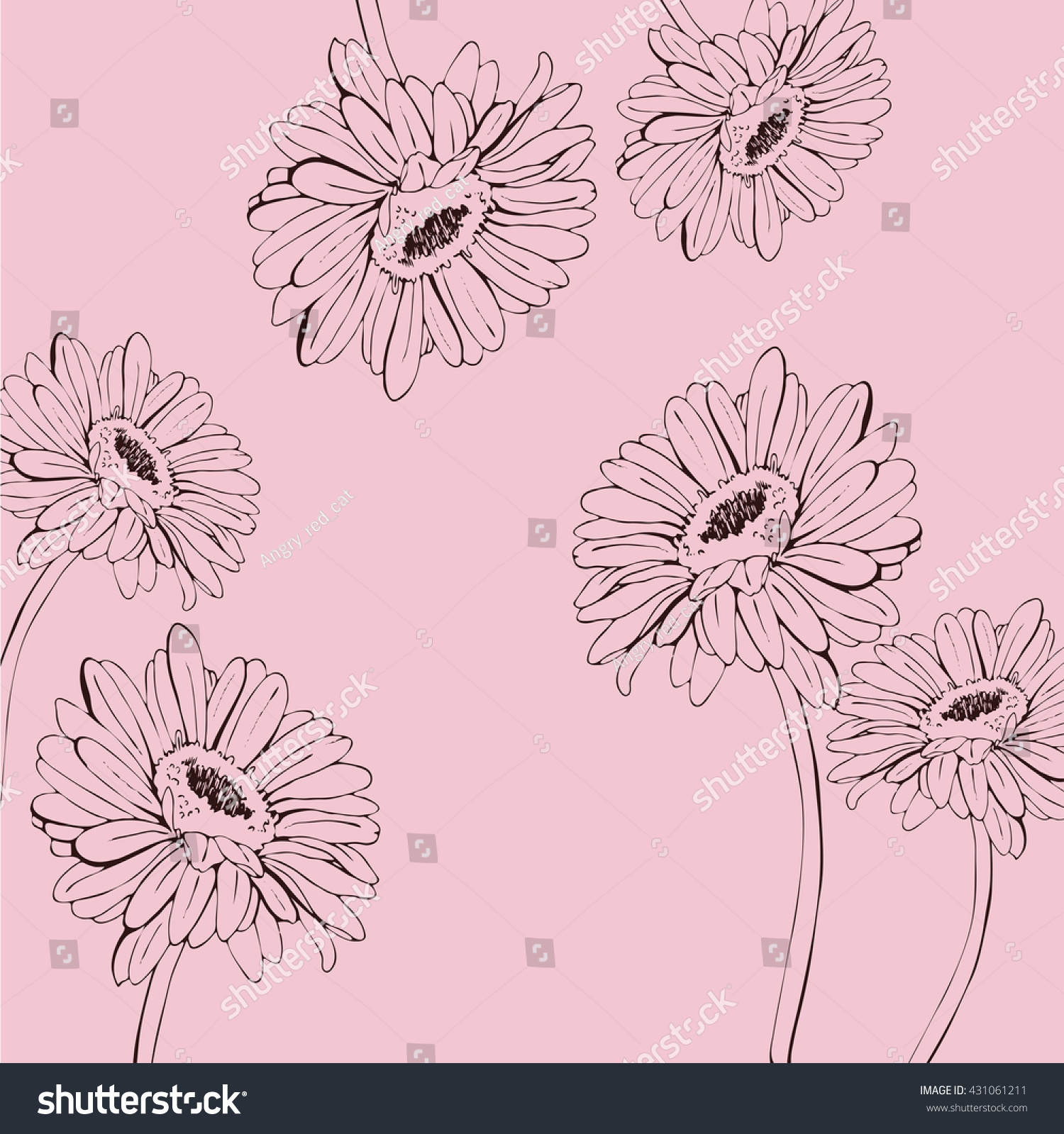 1500x1599 Drawn Plant Gerber Daisy - Gerbera Daisy Sketch